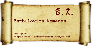 Barbulovics Kemenes névjegykártya